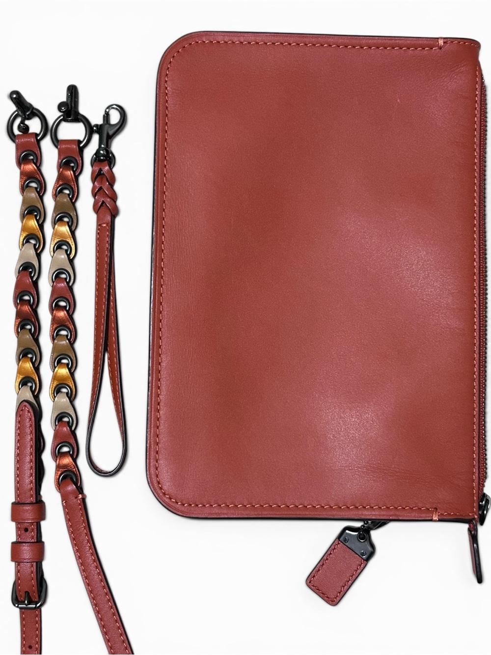 COACH 1941 Grommet Links Glovetanned Leather Soho XBody/Clutch in Vermillion - Picture 6 of 15